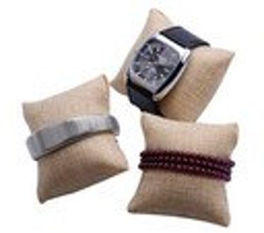 12 stks Kleine Linnen Armband Horloge Kussen Sieraden Displays 8 cm * 8 cm flaxen