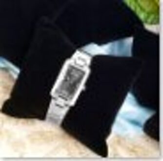 12 stks Kleine Linnen Armband Horloge Kussen Sieraden Displays 8 cm * 8 cm zwart