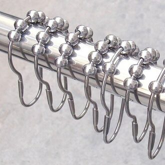 12 Stks/pak Rvs Gordijn Haken Bad Rollerball Douche Gordijnen Haken Glide Ringen Handig Thuis Badkamer Accessoires