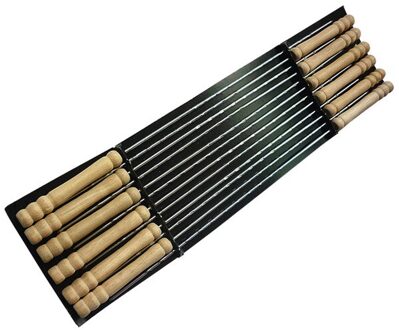 12 stks/partij 38 cm/15''Wood BBQ Kebab Stick Metalen bbq Spiesjes Houten BBQ Spiesjes Barbecue Roosteren Naald Grillen Kebob spies set