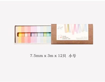 12 Stks/partij 7.5Mm X 3M Rainbow Decoratieve Plakband Masking Washi Tape Decoratie Dagboek School Kantoorbenodigdheden Briefpapier