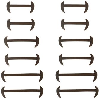 12 Stks/partij Geen Vervuiling Silicone Schoenveters Elastische Lederen Veters Speciale Geen Stropdas Schoenveter Voor Mannen bruin