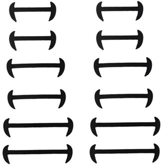 12 Stks/partij Geen Vervuiling Silicone Schoenveters Elastische Lederen Veters Speciale Geen Stropdas Schoenveter Voor Mannen zwart
