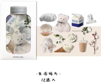 12 Stks/partij Kawaii Briefpapier Stickers Fles Bloemen Dagboek Planner Decoratieve Mobiele Stickers Scrapbooking Diy Craft Stickers shenghuoshuipain