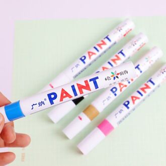 12 Stks/partij Kleurrijke Waterdichte Pen Autobanden Metal Permanente Verf Markers M17F