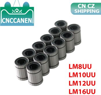 12 Stks/partij LM8UU LM10UU LM12UU LM16UU Lineaire Bus 8Mm 10Mm 12Mm Cnc Lineaire Lagers Voor Staven Liner rail Lineaire As Cnc Onderdelen