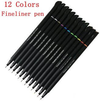 12 Stks/set 0.4Mm Kleurrijke Fiber Fineliners Markeerstift Schilderen Viltstiften Set Fijne Haak Lijn Pen Graffiti Schets tekening Art