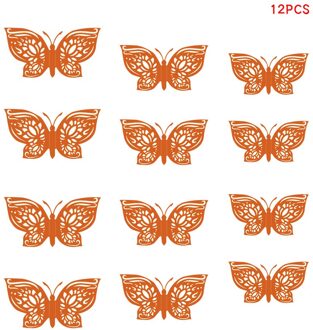 12 Stks/set 3D Muurstickers Hollow Vlinder Voor Kinderen Kamers Thuis Wall Decor Koelkast Stickers Decoratie Vlinder Muurstickers roos goud