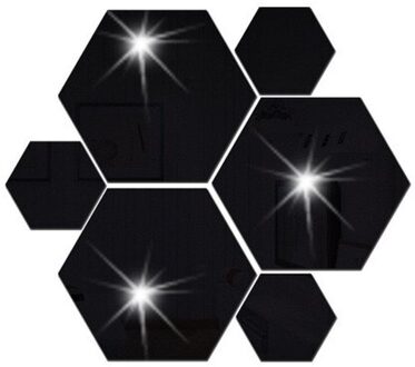 12 Stks/set 3D Spiegel Diy Muursticker Hexagon Home Decor Spiegel Decor Stickers Kunst Wanddecoratie Stickers Multi-color zwart / 100x85x50mm