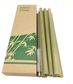 12 Stks/set Bamboe Rietjes Herbruikbare Milieuvriendelijke Party Keuken Rietjes Met Schoon Brush