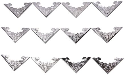 12 stks/set Decoratieve Antieke Messing Sieraden Wijn Geschenkdoos Houten Hoek Protector Guard Sliver Kleur 40*40mm