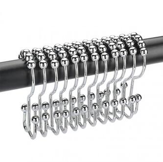 12 Stks/set Douchegordijn Ring Polen Roestvrij Douchegordijn Haken Glide Metalen Ringen Voor Badkamer Douche Staven Gordijnen