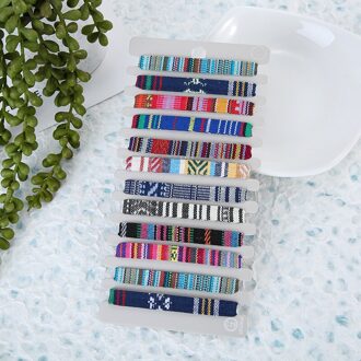 12 Stks/set Gemengde Kleur Kleurrijke Doek Handgemaakte Gevlochten Armbanden Voor Vrouwen Verstelbare Touw Armband Set Vriendschap Sieraden stijl 2