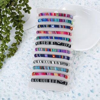12 Stks/set Gemengde Kleur Kleurrijke Doek Handgemaakte Gevlochten Armbanden Voor Vrouwen Verstelbare Touw Armband Set Vriendschap Sieraden stijl 3