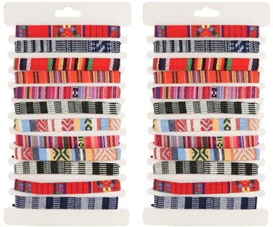 12 Stks/set Gemengde Kleur Kleurrijke Doek Handgemaakte Gevlochten Armbanden Voor Vrouwen Verstelbare Touw Armband Set Vriendschap Sieraden stijl 6