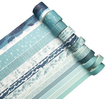 12 Stks/set Groene Plant Washi Tape Effen Kleur Masking Tape Decoratieve Adhesive gemengde kleur