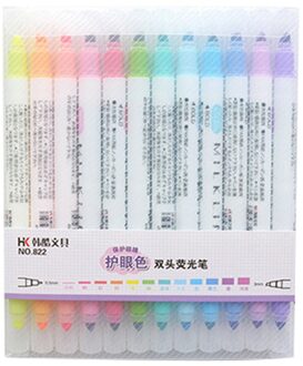 12 Stks/set Mildliner Markeerstift Briefpapier Double Headed Fluorescerende Marker Pen 12 Kleuren Mark Pen Leuke Mildliner