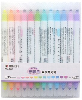12 Stks/set Mildliner Markeerstift Briefpapier Double Headed Fluorescerende Marker Pen 12 Kleuren Mark Pen Leuke Mildliner
