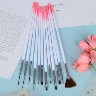 12 Stks/set Nail Art Puntjes Strepen Liner Pen Manicure Tool Set Nail Art Gel Polish Schilderen Tekening Gradiënt Borstel Decoratie