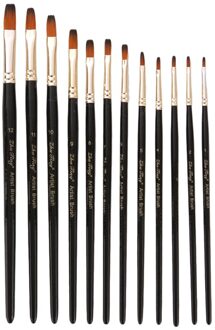 12 Stks/set Nylon Haar Schilderij Borstel Aquarel Gouache Penselen Set Verschillende Vorm Ronde Wees Tip Art Supplies flat