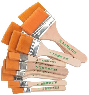 12 Stks/set Platte Nylon Haar Houten Penhouder Olieverf Borstel Barbecue Borstel Penselen Art Supplies Keuken Decoratie Gereedschappen geel