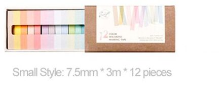 12 Stks/set Regenboog Decoratieve Plakband Set 7.5Mm Slanke 15Mm Breed Masking Washi Tape Decoratie Dagboek Diy School levert klein