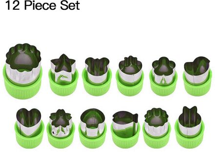 12 Stks/set Rijst Groente Fruit Cutter Mold Bloemen Cartoon Cutter Mold Rvs Cake Cookie Biscuit Cutting Vorm Gereedschap