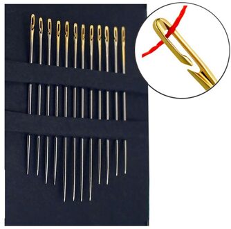 12 Stks/set Rvs Naalden Blind Naald Threading Hand Naaien Ouderen Borduurwerk Naald Kleding Naaien Pinnen 1 reeks (12stk)