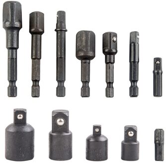12 Stks/set Socket Adapter Impact/Extension Set 1/4 "3/8" 1/2 "Impact Hex Shank Boren Bar set Boormachine Adapter Set