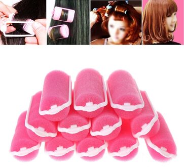 12 stks/set Soft Magic Spons Foam Kussen Haar Rollen Styling Roze Krulspelden Kapsel Salon of Thuis Gebruik Kappers Gereedschap