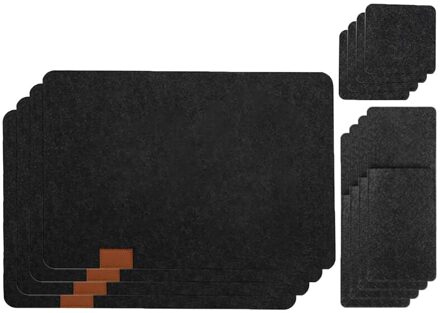 12 Stks/set Tafel Placemats Onderzetters Bestek Pouch Houder Beschermende Eettafel Pad Mat Wasbare Antislip zwart