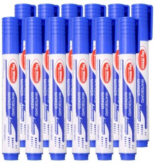 12 Stks/set Uitwisbare Whiteboard Marker Pen Dikke Hoofd Fijne Tip Navulbare Niet Giftig Vloeibare Inkt Gekleurde Schrijven Pennen Voor School off 5AC105382-blauw
