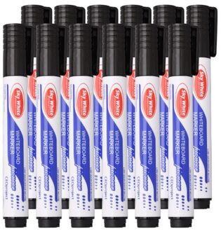 12 Stks/set Uitwisbare Whiteboard Marker Pen Dikke Hoofd Fijne Tip Navulbare Niet Giftig Vloeibare Inkt Gekleurde Schrijven Pennen Voor School off 5AC105382-zwart
