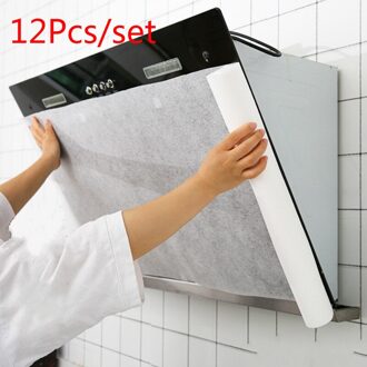12 Stks/set Van Wegwerp Keuken Oliefilter Papier Niet-geweven Stof Olie-Proof Katoen Filter Element Afzuigkap ventilator Filter