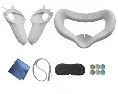 12 Stks/set Vr Protector Set Vr Bril Siliconen Cover Controller Protector Kit Vervanging Voor Oculus Quest 2 wit