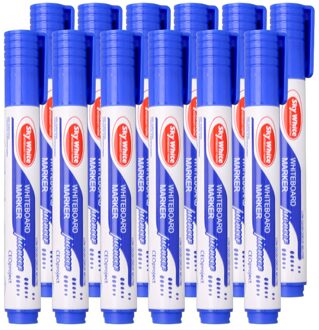 12 Stks/set Whiteboard Pennen Set Uitwisbare Marker Pen Voor White Board Pen Glas Kids Tekening Kantoor Vergadering School Leraar Blauw