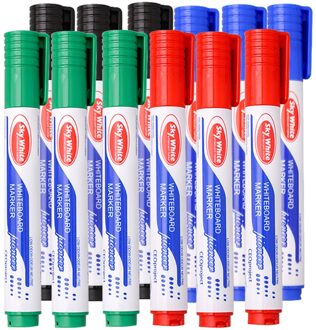 12 Stks/set Whiteboard Pennen Set Uitwisbare Marker Pen Voor White Board Pen Glas Kids Tekening Kantoor Vergadering School Leraar mix kleur