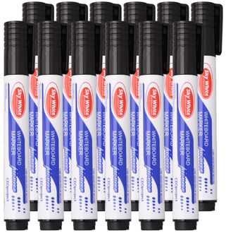 12 Stks/set Whiteboard Pennen Set Uitwisbare Marker Pen Voor White Board Pen Glas Kids Tekening Kantoor Vergadering School Leraar zwart