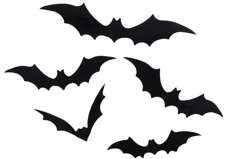12 Stks/set Zwart Halloween Muursticker 3D Bat Muursticker Interieur Muur Sticker