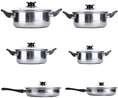 12 Stuk Roestvrij Stalen Pot En Deksel Set Keuken Accessoires, Veiligheid Kookgerei Set, Koken Gereedschap, rvs Koken Pot