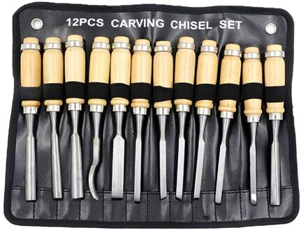 12 Stukken Houtsnijwerk Hand Beitel Tool Set Houtbewerking Professionele Gutsen Met Pouch