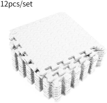 12 Stuks 30*30Cm Oefening Eva Blad Grain Floor Mat Dikker Shock Splicing Matten Yoga Gym Fitness Non-Slip Splicing Patchwork Tapijten wit