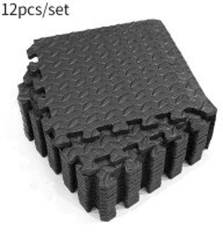 12 Stuks 30*30Cm Oefening Eva Blad Grain Floor Mat Dikker Shock Splicing Matten Yoga Gym Fitness Non-Slip Splicing Patchwork Tapijten zwart