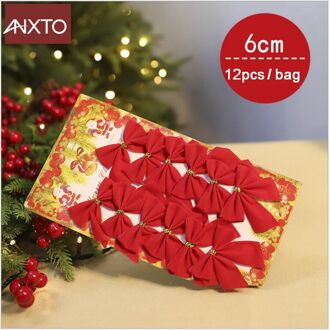 12 stuks 6 cm Pretty Bows Xmas Ornament Kerstboom Decoratie Festival Party Home Bowknots Kerstballen Nieuwjaar Decoratie 6cm 12stk a zak