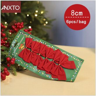 12 stuks 6 cm Pretty Bows Xmas Ornament Kerstboom Decoratie Festival Party Home Bowknots Kerstballen Nieuwjaar Decoratie 8cm 6stk a zak