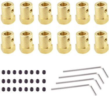 12 Stuks 6Mm Flexibele Koppeling Koppeling Connector Hex Koppeling Voor Auto Wielen Banden As Motor