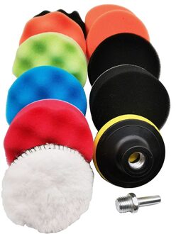 12 Stuks Auto Polish Pad Zelfklevende Polijsten Waxen Spons Set 3 '4' 5 '6' 7 'Auto Polijstmachine Disc Voor Auto Polijstmachine Boor Adapter 3 duim
