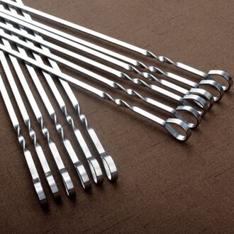 12 Stuks Bbq Barbecue Spiesjes Rvs Grill Naalden Kabob Sticks Met Tas