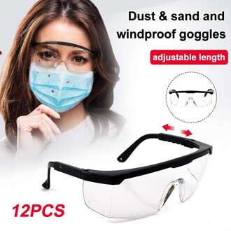 12 Stuks Clear Anti Dust Veiligheid Bril Eye Beschermende Goggle Anti Vervuiling Anti-Splash Bril Voor Fabriek Lab Werken