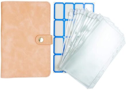 12 Stuks Clear Plastic Bindmiddel Enveloppen Met A6 Pu Lederen Notebook Bindmiddel, Losse Blad Zakken Budget Envelop Systeem geel